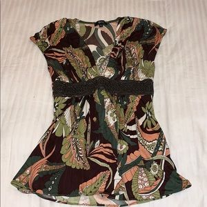 Sky silk top size s small multicolor